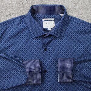 Construct Flip Cuff Shirt Mens Large Blue Slim Fit 4 Way Stretch L/S Button Up
